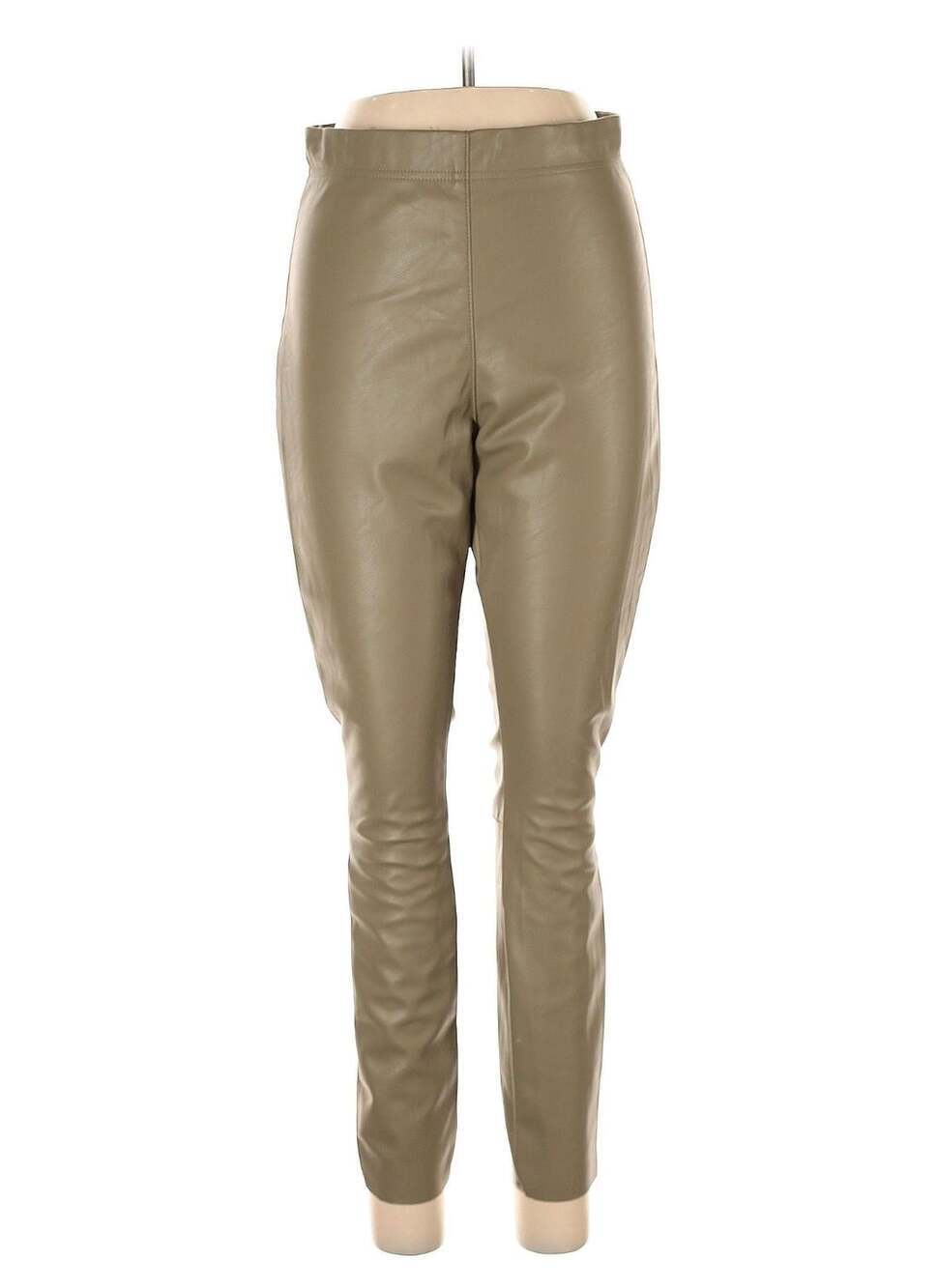 H&M Faux Leather Leggings Size US 10 Taupe Polyurethane